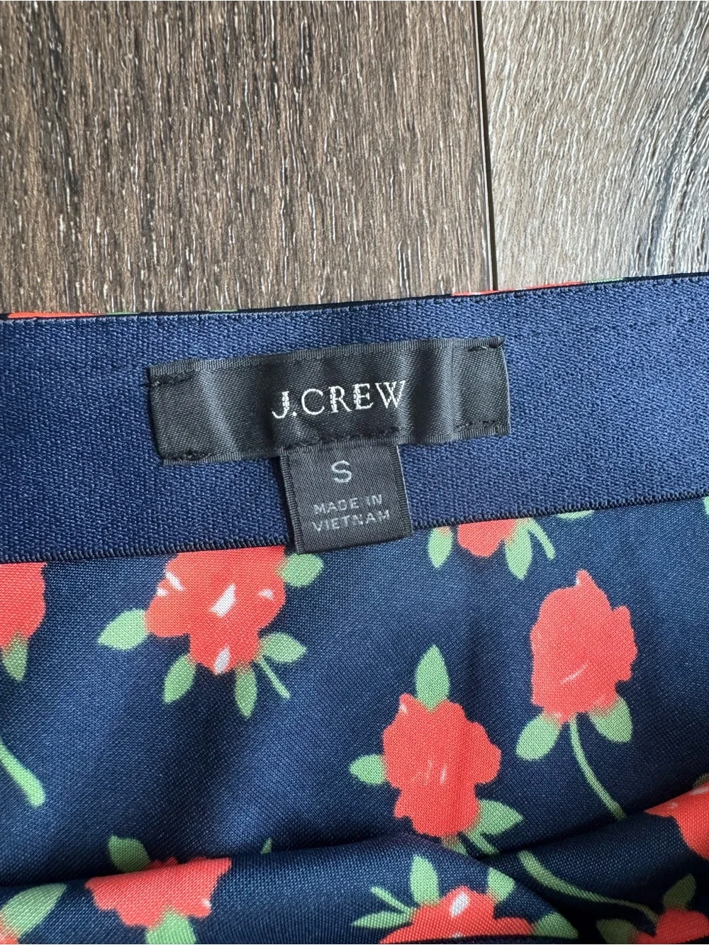 J. Crew Navy A-Line Maxi Skirt with Red Floral Print Size Small